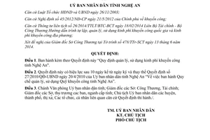 Quyết định 53/2014/QĐ-UBND quản lý sử dụng kinh phí khuyến công Nghệ An