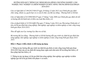 Thông tư 22/2014/TT-BLĐTBXH quy trình xác định hộ nông lâm ngư diêm nghiệp sống trung bình 2014-2015