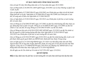 Quyết định 36/2014/QĐ-UBND phí bảo vệ môi trường nước thải sinh hoạt Thái Nguyên