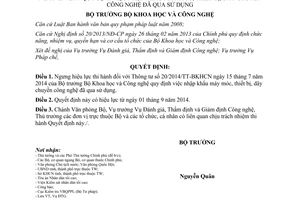 Quyết định 2279/QĐ-BKHCN 2014 ngưng hiệu lực 20/2014/TT-BKHCN nhập khẩu máy móc đã qua sử dụng