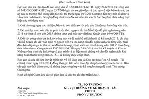Công văn 4055/BGDĐT-KHTC 2014 nhắc nộp báo cáo Dự án đầu tư trường phổ thông dân tộc nội trú