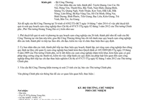 Công văn 5949/VPCP-KTN 2014 rà soát quy hoạch cụm công nghiệp 26 tỉnh/thành phố