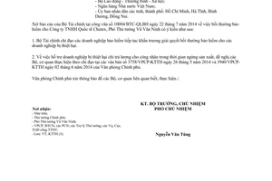 Công văn 6003/VPCP-KTTH 2014 hỗ trợ doanh nghiệp bị thiệt hại