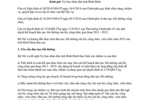 Công văn 3051/BNV-ĐT năm 2014 đào tạo bồi dưỡng cán bộ công chức 2015