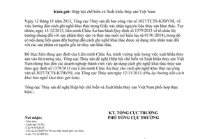 Công văn 2085/TCTS-KTBVNL 2014 cách ghi nghề khai thác hải sản theo quy định EC