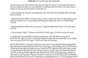 Công văn 11203/BTC-TCHQ 2014 xử lý thuế Phân bón NPK có bổ sung trung vi lượng