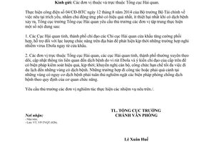 Công văn 10206/TCHQ-VP 2014 phòng chống dịch bệnh sốt xuất huyết Ebola