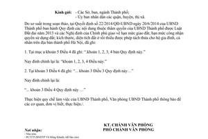 Công văn 5315/VP-TNMT 2014 đính chính 22/2014/QĐ-UBND Hà Nội