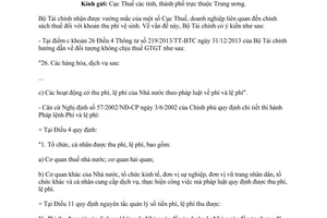 Công văn 11784/BTC-TCT 2014 chính sách thuế khoản thu phí vệ sinh Bộ Tài chính