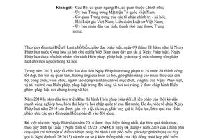 Công văn 3642/BTP-PBGDPL hướng dẫn tổ chức Ngày Pháp luật Việt Nam 2014