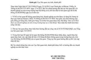 Công văn 11887/BTC-TCHQ 2014 thủ tục hải quan doanh nghiệp ưu tiên Hệ thống xử lý dữ liệu điện tử hải quan gặp sự cố