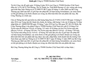 Công văn 8216/BCT-KHCN 2014 giải đáp thực hiện 32/2009/TT-BCT