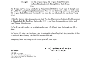 Công văn 6524/VPCP-TCCV 2014 chấn chỉnh công tác thi đua khen thưởng