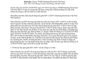 Công văn 11941/BTC-TCHQ 2014 quản lý hoạt động sản xuất kinh doanh SEV SEVT