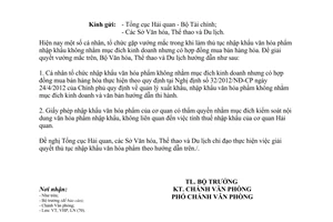 Công văn 2901/BVHTTDL-VP 2014 thủ tục nhập khẩu không nhằm mục đích kinh doanh văn hóa phẩm