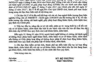 Công văn 5855/BYT-KCB năm 2014 kéo dài lộ trình cấp chứng chỉ giấy phép hoạt động bệnh viện