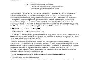 Official dispatch No. 1480/KTKDCLGD-KDDH the external assessment of the quality of universities colleges
