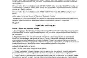 Circular 127/2014/TT-BTC financial settlement business valuation transform stateowned enterprises