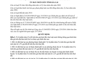 Quyết định 19/2014/QĐ-UBND tỷ lệ % đơn giá thuê đất mặt nước không qua đấu giá Gia Lai