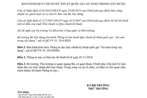 Thông tư 14/2014/TT-BXD Quy chuẩn kỹ thuật quốc gia An toàn trong xây dựng