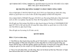 Quyết định 3818/QĐ-BNN-TCCB 2014 chức năng nhiệm vụ quyền hạn cơ cấu Viện Điều tra Quy hoạch rừng