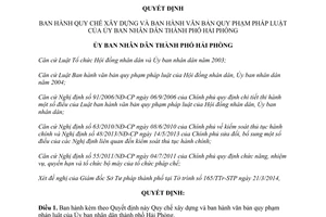 Quyết định 1922/2014/QĐ-UBND Quy chế ban hành văn bản pháp luật Ủy ban nhân dân Hải Phòng