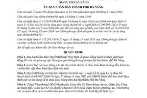 Quyết định 29/2014/QĐ-UBND phân luồng tuyến thời gian hoạt động phương tiện giao thông đường bộ Đà Nẵng