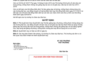 Quyết định 3470/QĐ-BGDĐT 2014 Tài liệu giảng dạy phòng chống tham nhũng các trường đại học cao đẳng