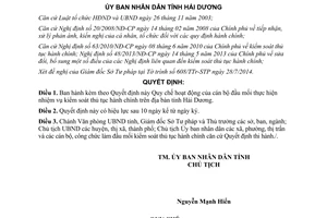 Quyết định 19/2014/QĐ-UBND hoạt động cán bộ đầu mối thực hiện kiểm soát thủ tục hành chính Hải Dương