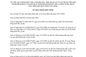 Quyết định 49/2014/QĐ-UBND mức thu chế độ thu nộp quản lý sử dụng phí thẩm định trữ lượng nước dưới đất Tây Ninh
