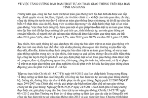 Chỉ thị 10/2014/CT-UBND bảo đảm trật tự an toàn giao thông An Giang