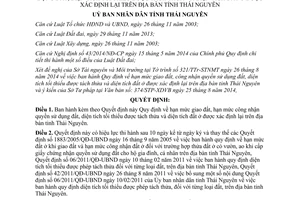 Quyết định 38/2014/QĐ-UBND hạn mức giao đất quyền sử dụng đất diện tích tối thiểu được tách thửa Thái Nguyên