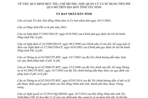 Quyết định 50/2014/QĐ-UBND mức thu chế độ thu nộp quản lý sử dụng phí qua đò trên Tây Ninh