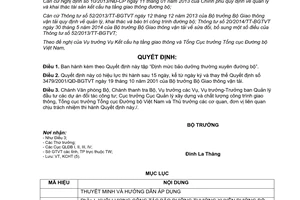 Quyết định 3409/QĐ-BGTVT 2014 Định mức bảo dưỡng thường xuyên đường bộ