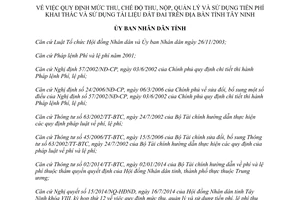 Quyết định 44/2014/QĐ-UBND mức thu chế độ thu nộp quản lý sử dụng phí sử dụng tài liệu đất đai Tây Ninh