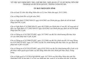 Quyết định 46/2014/QĐ-UBND mức thu chế độ thu nộp quản lý phí tham quan di tích lịch sử thắng cảnh Núi Bà Tây Ninh