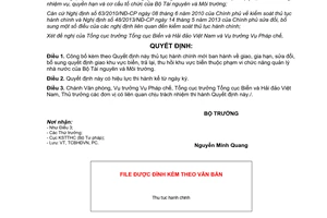 Quyết định 1909/QĐ-BTNMT 2014 thủ tục hành chính mới lĩnh vực biển hải đảo Bộ Tài nguyên Môi trường