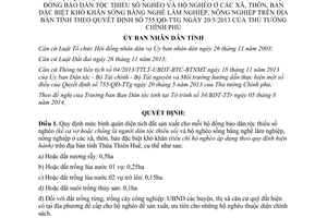 Quyết định 60/2014/QĐ-UBND 2014 diện tích đất dân tộc thiểu số 755/QĐ-TTg Thừa Thiên Huế