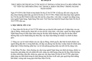 Kế hoạch 22/KH-NHNN 2014 thực hiện 34-CT/TW đổi mới thi đua khen thưởng ngành ngân hàng