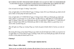 Thông tư số 35/2014/TT-BCA hướng dẫn Luật Cư trú Nghị định 31/2014/NĐ-CP