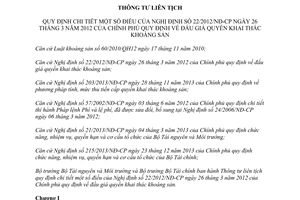 Thông tư liên tịch 54/2014/TTLT-BTNMT-BTC hướng dẫn 22/2012/NĐ-CP đấu giá quyền khai thác khoáng sản