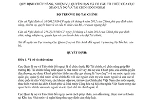 Quyết định 2328/QĐ-BTC 2014 chức năng nhiệm vụ quyền hạn cơ cấu Cục Quản lý nợ Tài chính đối ngoại
