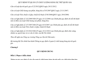 Thông tư 130/2014/TT-BTC quản lý chất lượng hàng dự trữ quốc gia