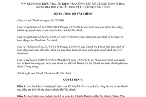 Quyết định 2316/QĐ-BTC 2014 Kế hoạch kiểm tra tự kiểm tra xử lý sau thanh tra đơn vị thuộc Bộ Tài chính