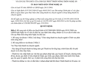 Quyết định 55/2014/QĐ-UBND bổ sung 02/2009/QĐ-UBND tổ chức Chi cục Phát triển nông thôn Nghệ An