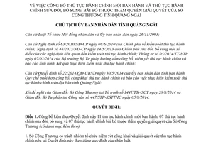 Quyết định 1276/QĐ-UBND thủ tục hành chính thuộc thẩm quyền giải quyết sở công thương Quảng Ngãi