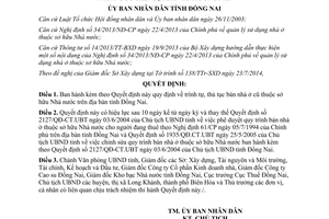 Quyết định 37/2014/QĐ-UBND trình tự thủ tục bán nhà ở cũ thuộc sở hữu Nhà nước Đồng Nai