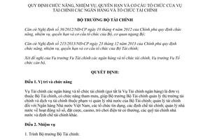 Quyết định 2338/QĐ-BTC 2014 chức năng nhiệm vụ quyền hạn cơ cấu Vụ Tài chính các ngân hàng