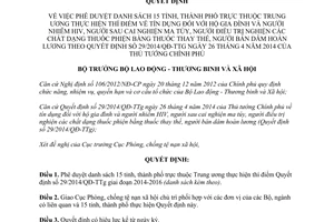 Quyết định 1150/QĐ-LĐTBXH năm 2014 tỉnh thí điểm tín dụng theo 29/2014/QĐ-TTg