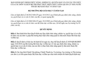 Quyết định 3535/QĐ-BGDĐT 2014 chức năng nhiệm vụ quyền hạn cơ cấu đơn vị thuộc Bộ Giáo dục